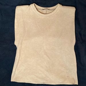 Tan Zara shoulder pad top. Size small.